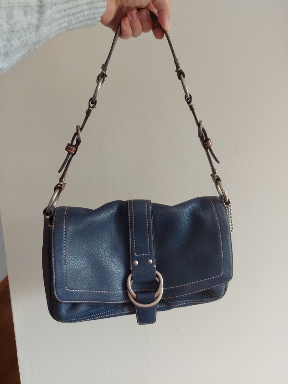 Coach Chelsea Navy And Brown Leather Demi Flap F10893 Rare Euc Vtg Y2k Coach